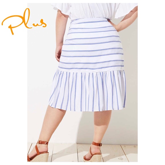 LOFT Plus Striped Ruffle Wrap Skirt - Picture 2 of 5
